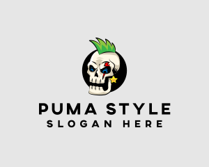 Skull Punk Rock Skeleton logo design