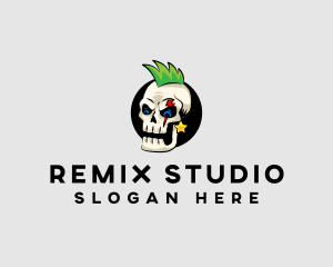 Skull Punk Rock Skeleton logo design