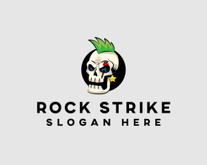 Skull Punk Rock Skeleton logo design