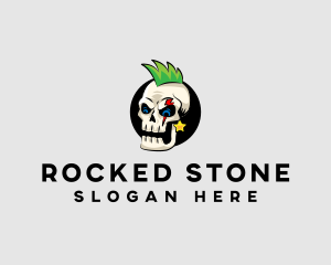 Skull Punk Rock Skeleton logo design