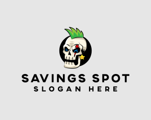 Skull Punk Rock Skeleton logo design