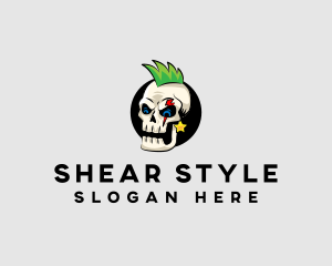 Skull Punk Rock Skeleton logo design