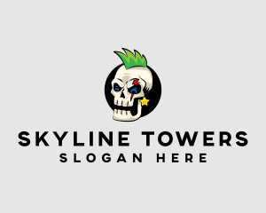 Skull Punk Rock Skeleton logo design