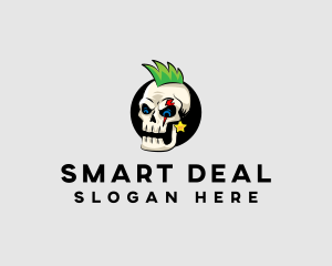 Skull Punk Rock Skeleton logo design