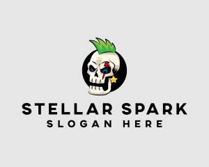 Skull Punk Rock Skeleton logo design