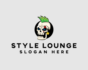 Skull Punk Rock Skeleton logo design