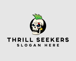 Skull Punk Rock Skeleton logo design