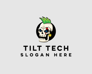 Skull Punk Rock Skeleton logo design