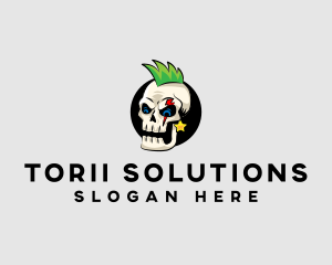 Skull Punk Rock Skeleton logo design