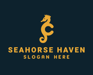 Seahorse - Marine Seahorse Letter C logo design