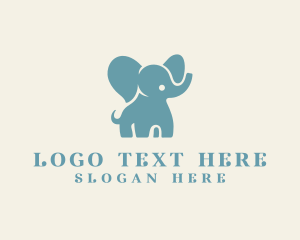 Green Elephant - Cute Elephant Zoo logo design
