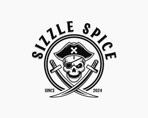 Skull Pirate Sword Logo