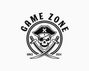 Skull Pirate Sword logo design