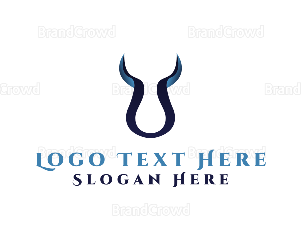 Buffalo Horns Letter U Logo