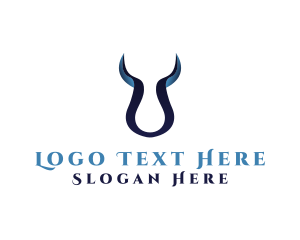 Letter U - Buffalo Horns Letter U logo design