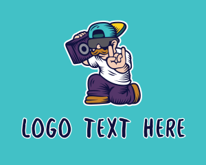 Hipster - Boombox Hip Hop Dude logo design