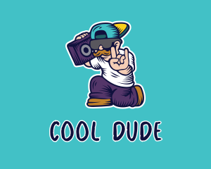 Dude - Boombox Hip Hop Dude logo design