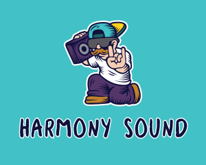 Bright - Boombox Hip Hop Dude logo design