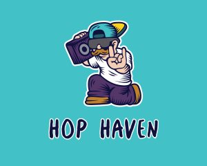 Boombox Hip Hop Dude  logo design