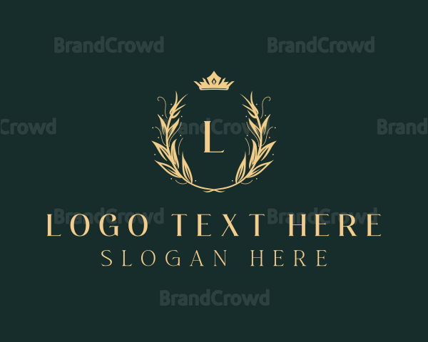 Golden Crown Wreath Logo