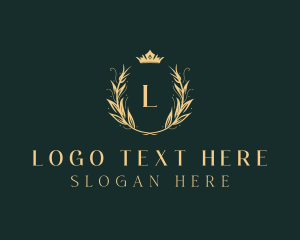 Foliage - Golden Crown Wreath logo design