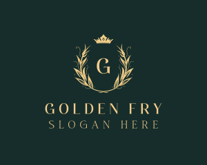 Golden Crown Wreath logo design