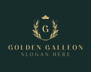 Golden Crown Wreath logo design