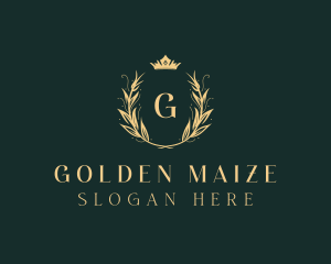 Golden Crown Wreath logo design