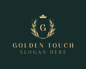 Golden Crown Wreath logo design