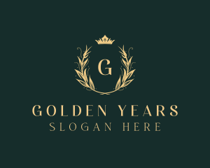 Golden Crown Wreath logo design