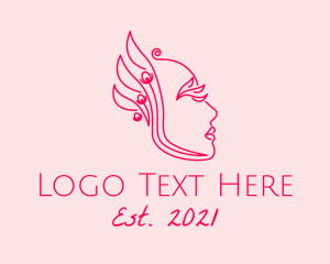 Girly - Phoenix Lady Line Art logo design