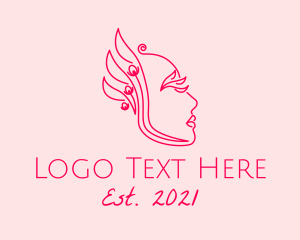 Beauty Queen - Phoenix Lady Line Art logo design