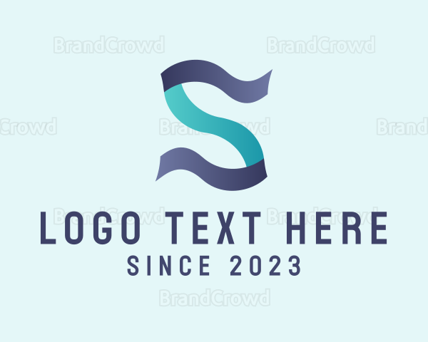 Modern Digital Letter S Ribbon Logo