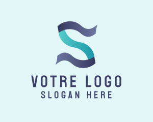 Modern Digital Letter S Ribbon Logo