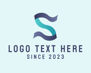 Modern Digital Letter S Ribbon logo design