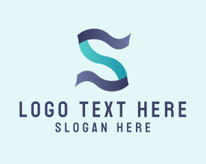 Modern Digital Letter S Ribbon Logo