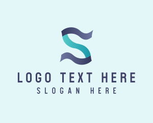 Modern Digital Letter S Ribbon Logo