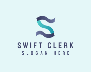 Modern Digital Letter S Ribbon logo design