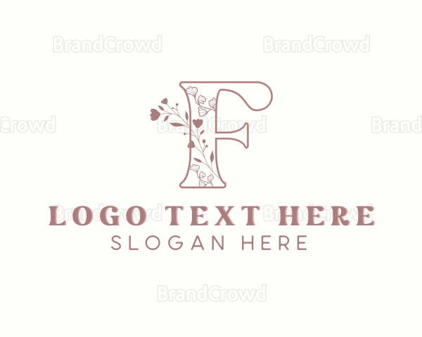 Chic Floral Boutique Letter F Logo