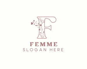 Chic Floral Boutique Letter F logo design