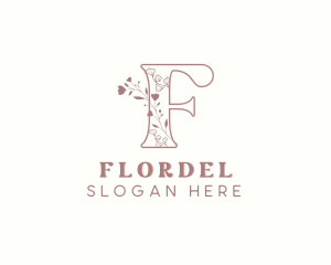 Chic Floral Boutique Letter F logo design