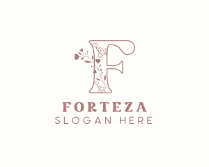 Chic Floral Boutique Letter F logo design