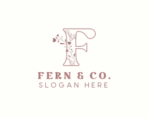 Chic Floral Boutique Letter F logo design