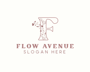 Chic Floral Boutique Letter F logo design