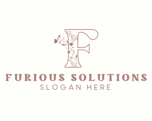 Chic Floral Boutique Letter F logo design