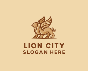 Flying Lion Griffin logo design