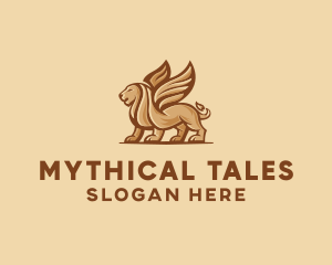 Mythology - Flying Lion Griffin logo design