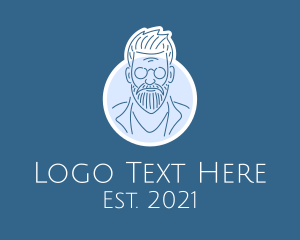 Old Man - Hipster Man Professor logo design