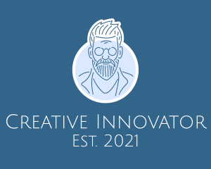 Inventor - Hipster Man Professor logo design