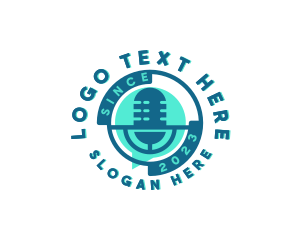Badge - Microphone Streaming Podcast logo design